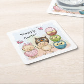 Happy Oaster Niedlich Owl Chicks | Urlaub Rechteckiger Pappuntersetzer (angewinkelt)
