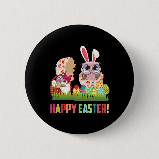 Happy Oaster Niedlich Owl Oldtimer Owl Lover Button (Vorderseite)