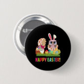 Happy Oaster Niedlich Owl Oldtimer Owl Lover Button (Vorne & Hinten)