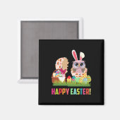 Happy Oaster Niedlich Owl Oldtimer Owl Lover Magnet (Vorderseite/Rückseite)