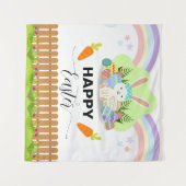 Happy Oaster Niedlich Pastellfarbenhintergrund Wandteppich (Vorderseite (Horizontal))