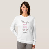 Happy Oaster Niedlich Pink Bunny Oars T-Shirt (Vorne ganz)