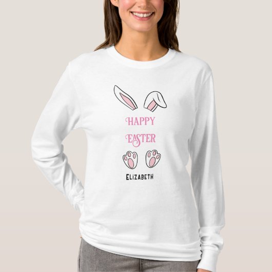 Happy Oaster Niedlich Pink Bunny Oars T-Shirt (Vorderseite)