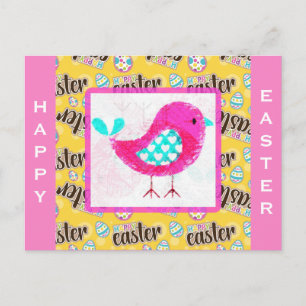 Happy Oaster Niedlich Pink Chick Postkarte