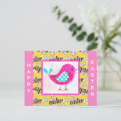 Happy Oaster Niedlich Pink Chick Postkarte (Stehend Vorderseite)
