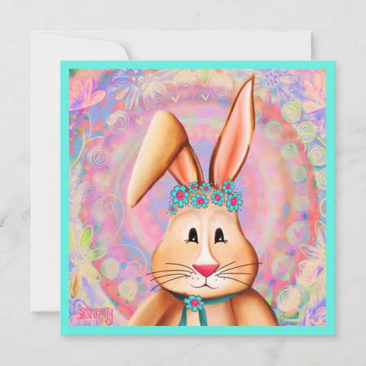 Happy Oaster Niedlich Pink Pastel Inspirivity Mitteilungskarte (Vorderseite)