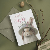 Happy Oaster Niedlich Watercolor Floral Bunny Rabb Karte