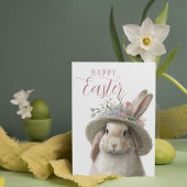 Happy Oaster Niedlich Watercolor Floral Bunny Rabb Karte