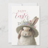 Happy Oaster Niedlich Watercolor Floral Bunny Rabb Karte (Vorderseite)