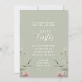 Happy Oaster Niedlich Watercolor Floral Bunny Rabb Karte (Rückseite)