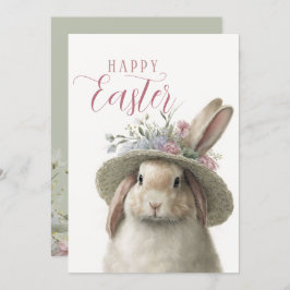 Happy Oaster Niedlich Watercolor Floral Bunny Rabb Karte
