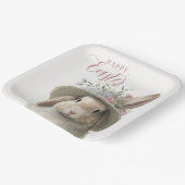 Happy Oaster Niedlich Watercolor Floral Bunny Rabb Pappteller (Gewinkelt)