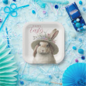 Happy Oaster Niedlich Watercolor Floral Bunny Rabb Pappteller (Party)