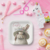 Happy Oaster Niedlich Watercolor Floral Bunny Rabb Pappteller (Party)