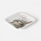 Happy Oaster Niedlich Watercolor Floral Bunny Rabb Pappteller (Gewinkelt)