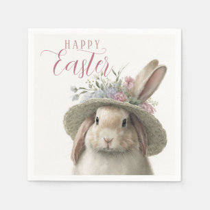 Happy Oaster Niedlich Watercolor Floral Bunny Rabb Serviette