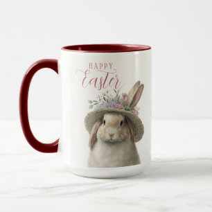 Happy Oaster Niedlich Watercolor Floral Bunny Rabb Tasse