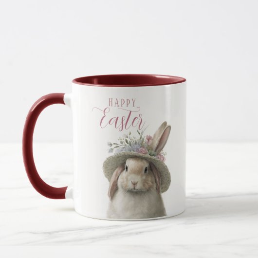 Happy Oaster Niedlich Watercolor Floral Bunny Rabb Tasse (Links)