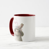 Happy Oaster Niedlich Watercolor Floral Bunny Rabb Tasse (Vorderseite Links)
