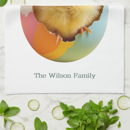 Happy Oaster Niedlich Yellow Chick Ei Personalisie Geschirrtuch (Gefaltet)