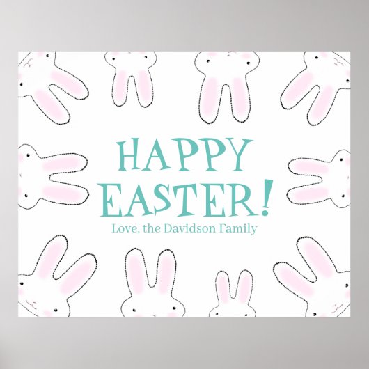 Happy Oaster niedliche Bunny Bonnes Custom Text Sp Poster (Vorne)
