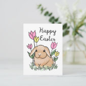 Happy Oaster Niedliche Frühlingsblumen Postkarte (Stehend Vorderseite)