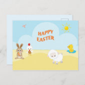 Happy Oaster Niedliche Landtiere Postkarte (Vorne/Hinten)