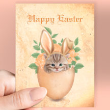 Happy Oaster niedliche Vintage Bunny Kitty & Eiern