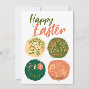 Happy Oaster niedlichen Hasen positive Grüße Feiertagskarte