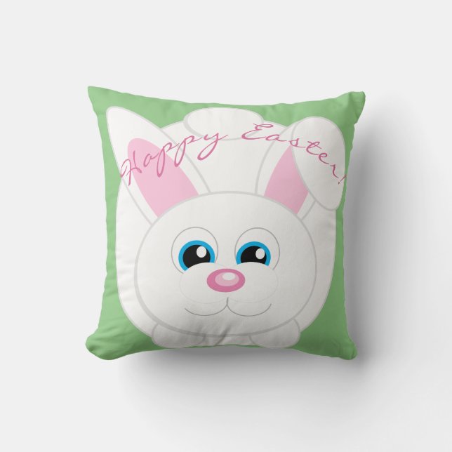 Happy Oaster Niedlicher Cartoon Bunny Green Throw  Kissen (Vorderseite)