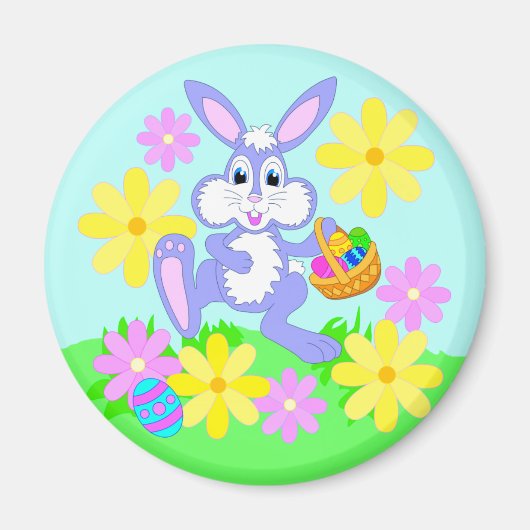Happy Oaster Niedlicher Cartoon Kaninchen Blume Magnet (Vorne)