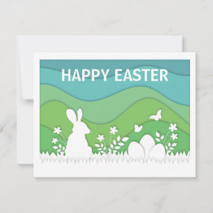 Happy Oaster, niedlicher Papercut Cartoon Feiertagskarte