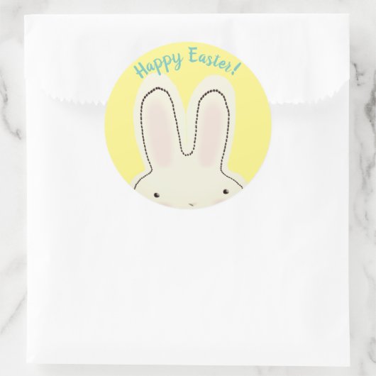 Happy Oaster niedlicher Spaß Bunny peekaboo Skript Runder Aufkleber (Tasche)