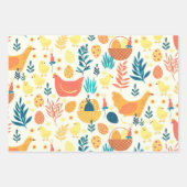 Happy Oaster Niedliches Vintages Hühnchen Geschenkpapier Set (Vorderseite 2)