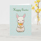 Happy Oaster Niedliches Weißes Bunny mit Blume Frü Karte (Gelbe Blume)