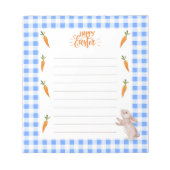 Happy Oaster Notizblock mit Hasen und Karotten. (Vorderseite)