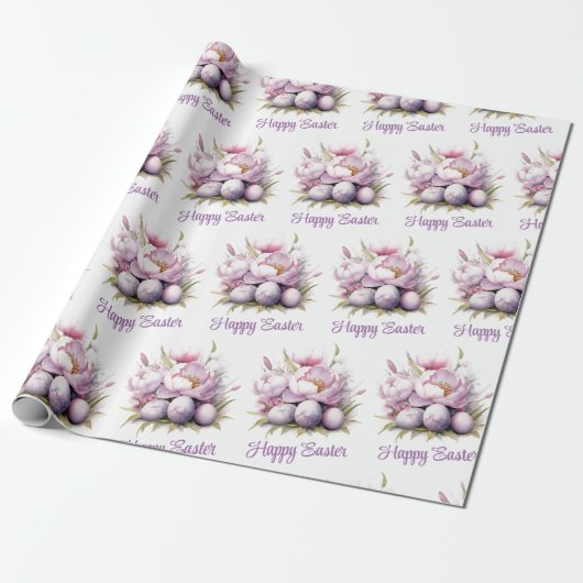 Happy Oaster | Ostereier & Peonies | Osterfest Geschenkpapier (Ungerollt)