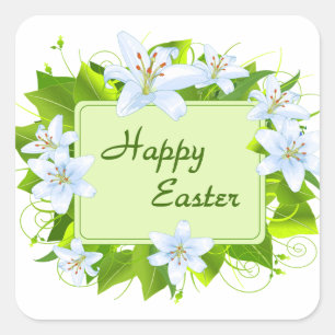 Happy Oaster, Osterlilies Quadratischer Aufkleber