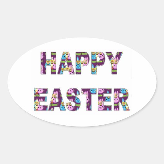 Happy Oaster Ovaler Aufkleber (Vorderseite)