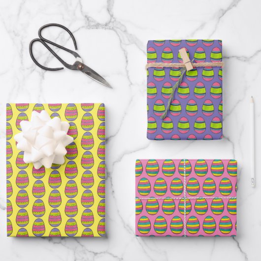 Happy Oaster Painted Eggs Basket Egg Hunt Geschenkpapier Set (Vorderseite)