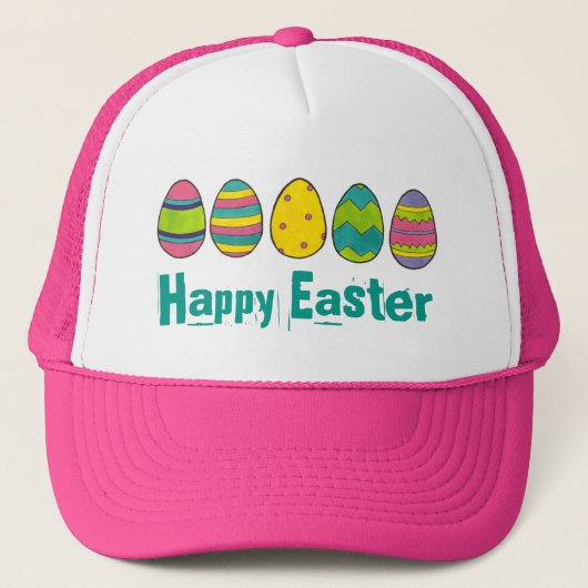 Happy Oaster Painted Springtime Egg Hunt Eggs Truckerkappe (Vorderseite)
