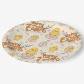 Happy Oaster Paper Plate - Niedliche Chicks & Eier Pappteller (Schrägansicht)