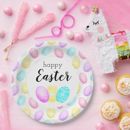 Happy Oaster Pastel Egg Muster Pappteller (Party)