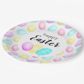 Happy Oaster Pastel Egg Muster Pappteller (Schrägansicht)