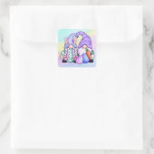 Happy Oaster Pastel Gnomes Quadratischer Aufkleber (Tasche)