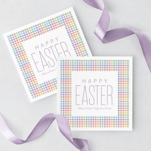 Happy Oaster pastel karierte, anpassbare Feder Serviette