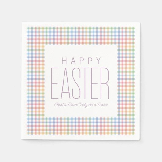 Happy Oaster pastel karierte, anpassbare Feder Serviette (Vorderseite)