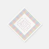 Happy Oaster pastel karierte, anpassbare Feder Serviette (Ecke)
