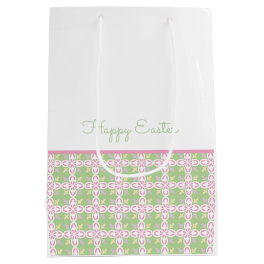 Happy Oaster Pastel Muster Frühlingsfarben Chic Fu Mittlere Geschenktüte (Rückseite)