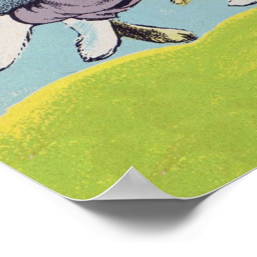 Happy Oaster Pastel Running Rabbits Poster (Ecke)